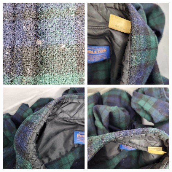 Pendleton 100% Wool Plaid Green Black Watch Flannel Tartan Made In The USA XL - Picture 12 of 12